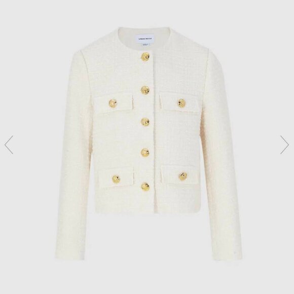 Urban Revivo MULTI-POCKET TWEED JACKET White - Picture 4 of 5